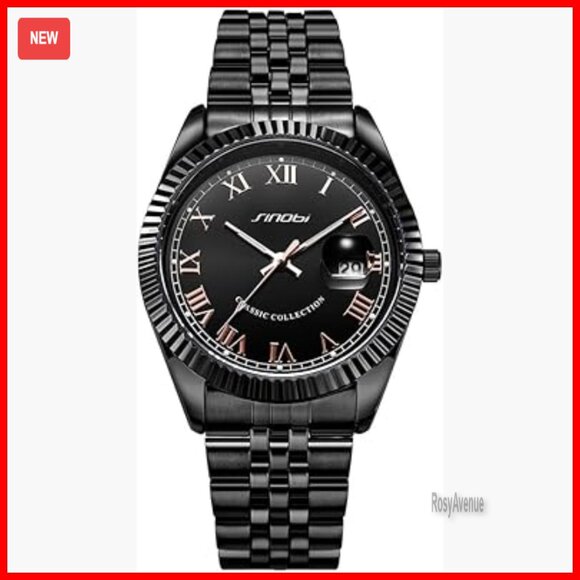 Men's Stainless Steel Quartz Watch with Day-Date Calendar 38mm Dial